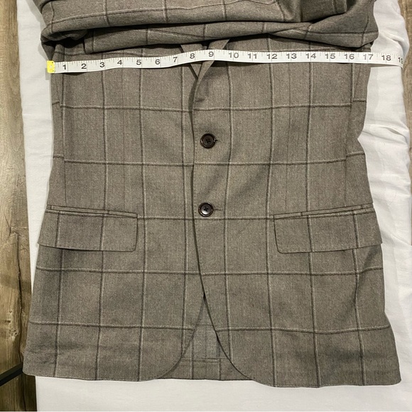 UNITED ARROWS men’s brown windowpane check flannel suit, JP 44 (US 34S) - Picture 11 of 16